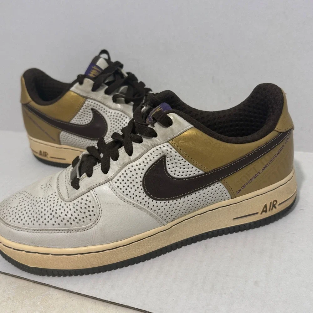 Nike Air Force 1 Low 07 Supreme 25th Anniversary 315087-121 White Gold Brown 8.5